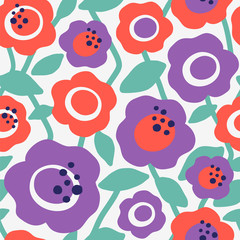 Seamless vector pattern with decorative flowers. Stylish floral background. 