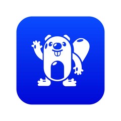 Beaver icon blue vector isolated on white background