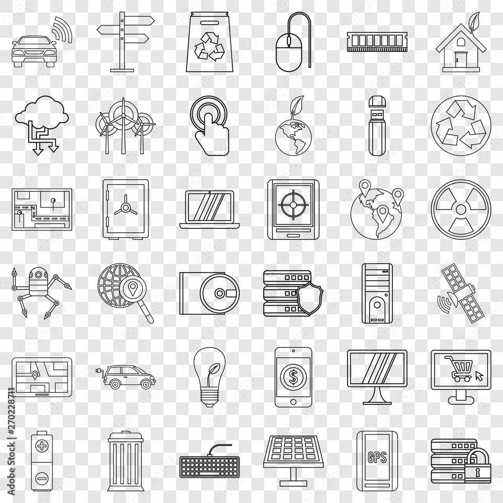Poster connection icons set. outline style of 36 connection vector icons for web for any design