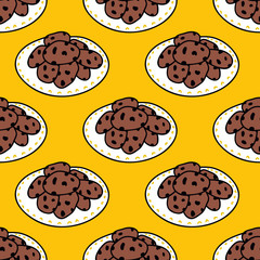 chocolate chip cookies seamless doodle pattern