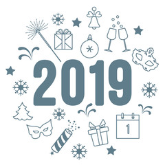 Gift, fireworks, glasses, fir-tree, mask, calendar