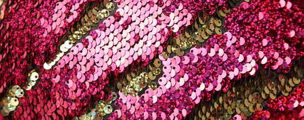 Fashion pink sequin background, fabric glitter surfactant.