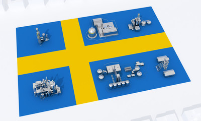 industrial plants on flag Sweden