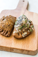 Homemade Salty Turkish Style Pastries with Cottage Cheese and Pumpkin Seeds / Salted Pogaca.
