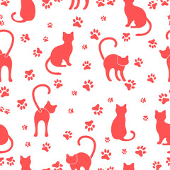 Fototapeta na wymiar Seamless pattern with cats and traces.