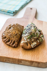 Homemade Salty Turkish Style Pastries with Cottage Cheese and Pumpkin Seeds / Salted Pogaca.