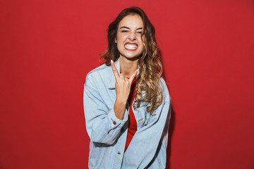 Portrait of a cheerful stylish young woman