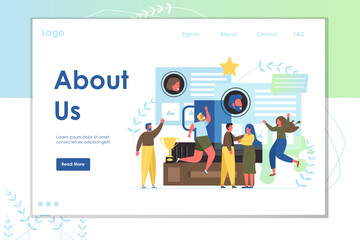 About us vector website landing page design template