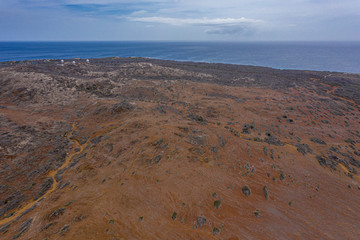 Aerial view over western tip of Curaçao/Caribbean /Dutch Antilles