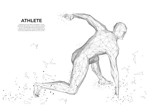 Human body low poly wireframe. Athlete, Running man from triangles, low poly style. sport concept. human anatomy. Vector polygonal futuristic image. Polygonal wireframe mesh art