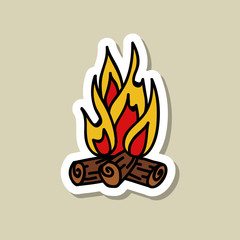 bonfire doodle icon, vector illustration