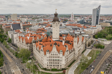 Aerial view of new Leipzig rathaus