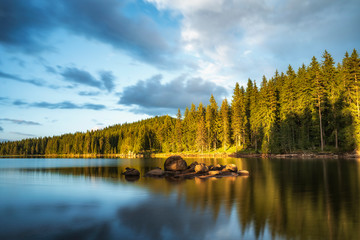 Impressively beautiful Fairy-tale mountain lake with crystal clear water Breathtaking Scene