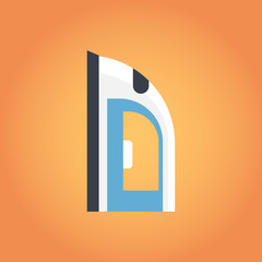 electric iron household device icon home appliances concept flat