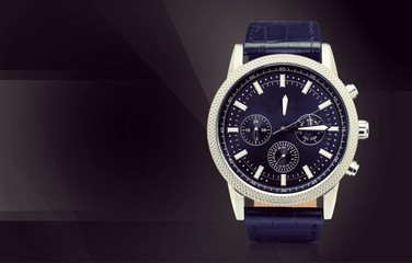 Men's mechanical watch on dark  background