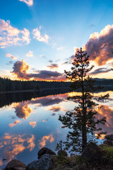 Fototapeta na wymiar Impressively beautiful Fairy-tale mountain lake with crystal clear water Breathtaking Scene