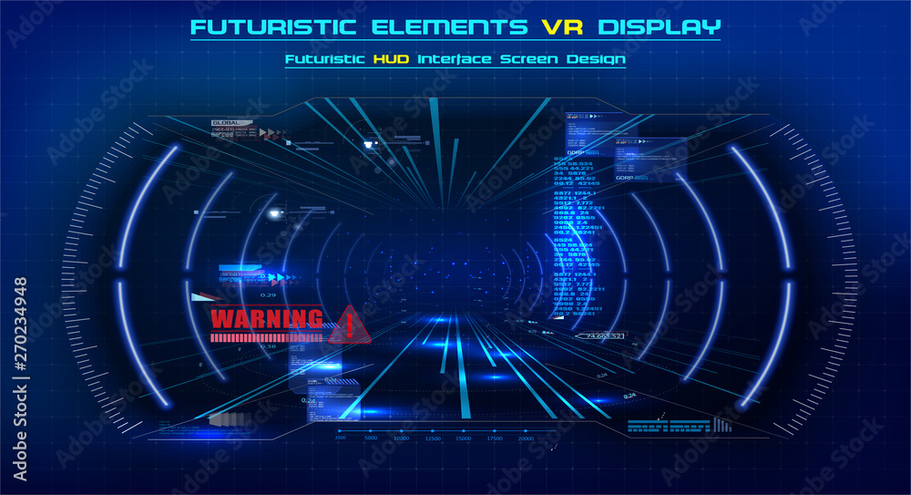 Fototapete VR in modern style. Futuristic Vector HUD GUI UI UX Interface Screen Design. Sci-Fi Virtual Reality Technology. Future technology display design. Vector Illustration