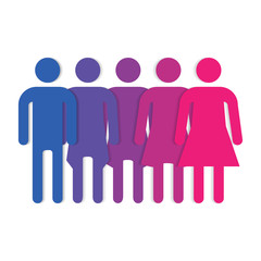 Gender man and women symbols different colors