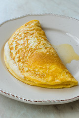 Fluffy Omelette Homemade Mont Saint Michel Style for Breakfast.
