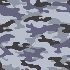 Military camouflage seamless pattern. Khaki texture. Trendy background. Abstract color vector illustration. For design wallpaper, wrapping paper, fabric.