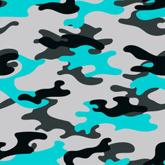 Military camouflage seamless pattern. Khaki texture. Trendy background. Abstract color vector illustration. For design wallpaper, wrapping paper, fabric.