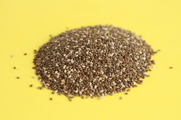 superfood chia seeds on colorful background