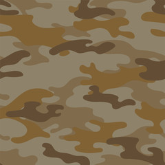 Fototapeta premium Military camouflage seamless pattern. Khaki texture. Trendy background. Abstract color vector illustration. For design wallpaper, wrapping paper, fabric.