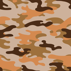 Military camouflage seamless pattern. Khaki texture. Trendy background. Abstract color vector illustration. For design wallpaper, wrapping paper, fabric.