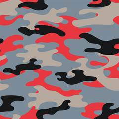 Military camouflage seamless pattern. Khaki texture. Trendy background. Abstract color vector illustration. For design wallpaper, wrapping paper, fabric.