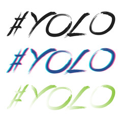 Different color yolo text set isolated on white background