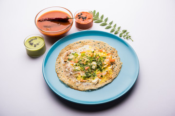Egg Dosa is a popular south indian non-vegetarian breakfast or meal, served with sambar and chutney