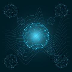 Medical, technology, chemistry and science icon design template. Molecule and communication background. Connected lines with dots.