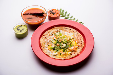 Egg Dosa is a popular south indian non-vegetarian breakfast or meal, served with sambar and chutney