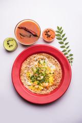 Egg Dosa is a popular south indian non-vegetarian breakfast or meal, served with sambar and chutney