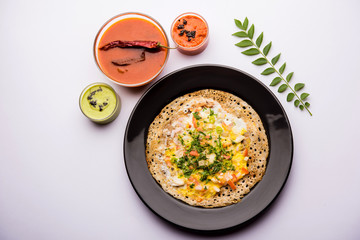 Egg Dosa is a popular south indian non-vegetarian breakfast or meal, served with sambar and chutney
