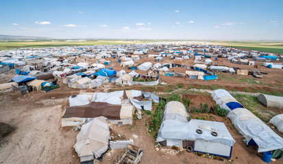 AZEZ, SYRIA – MAY 19: Refugee camp for syrian people on May 19, 2019 in Azez, Syria. In the civil...