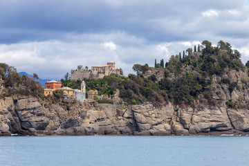Fototapeta na wymiar Camogli, Italy. 04-29-2019. Coastline near Camogli. Liguria. Italy.