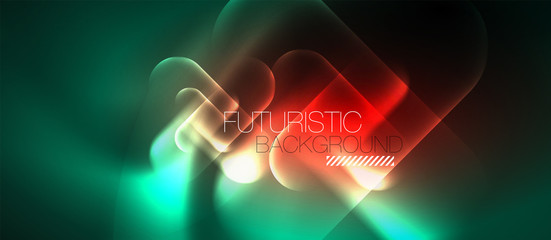 Neon glowing techno lines, hi-tech futuristic abstract background template