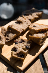 Artisan Bakery Bread Slices with Walnut and Dried Grape
