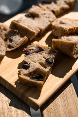 Artisan Bakery Bread Slices with Walnut and Dried Grape
