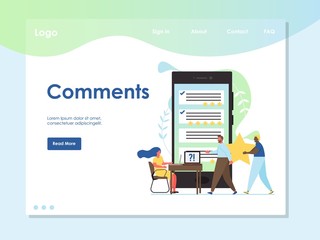 Comments vector website landing page design template