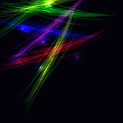  Abstract black background with color straight lines. Design element