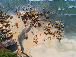 Aerial view. Waste water was channeled towards the sea. Pollution.