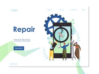 Repair vector website landing page design template