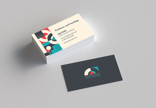 Stack of Business Cards on Dotted Background Mockup