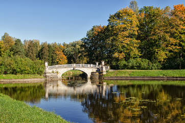 Fototapeta premium The Visconti bridge in the Pavlovsk park.