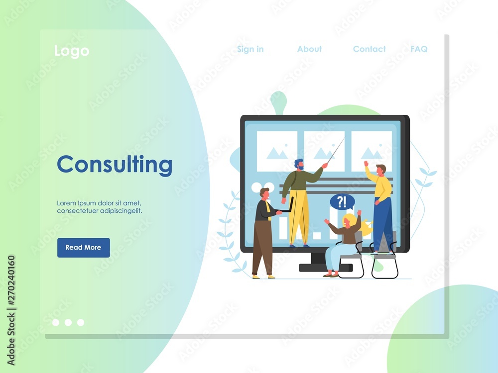 Poster consulting vector website landing page design template
