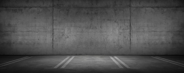 Dark Garage Car Parking Background Concrete Wall with Floor - 270240168