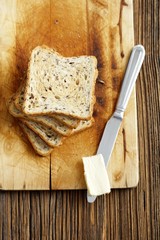 Toasted wholemeal bread and butter