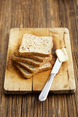 Toasted wholemeal bread and butter